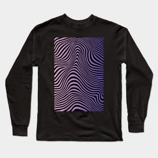 Purple Liquid Marble Wave Lines Op Art Abstract Long Sleeve T-Shirt